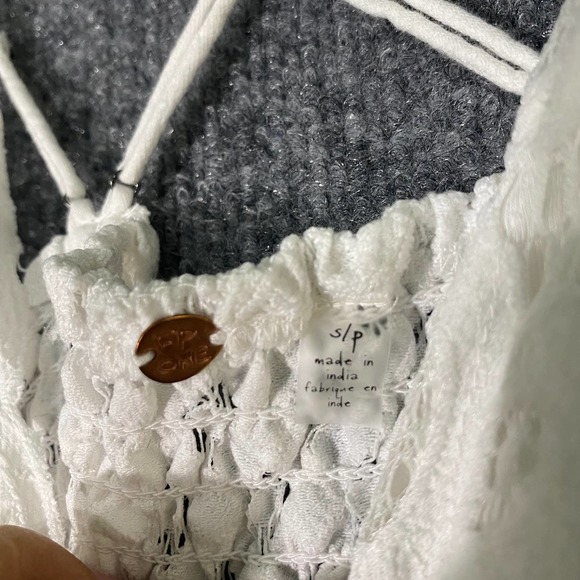 Free People Mini Dress Small White Adella Slip A-Line Lace Ruffle - Picture 14 of 16